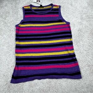 Saks Fifth Avenue Purple Pink and Yellow Striped Knit Size M NWT